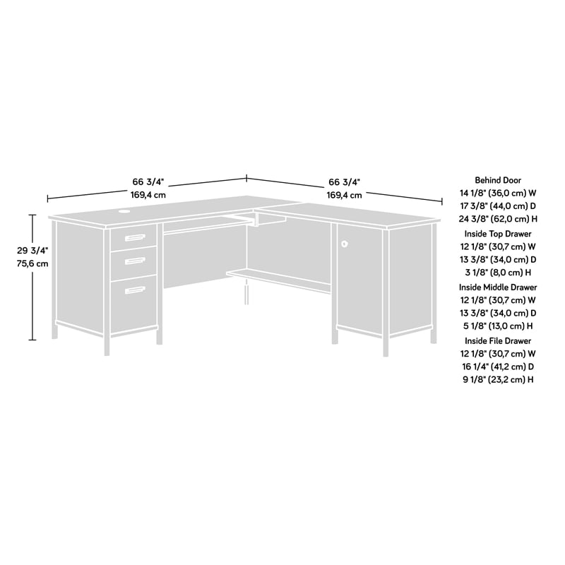 Sauder Whitaker Point Engineered Wood L-Desk in Natural Maple Finish