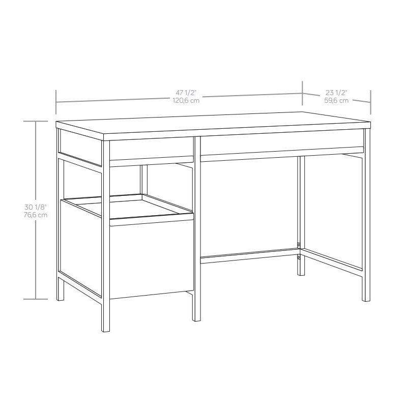 Sauder Manhattan Gate Engineered Wood and Metal Pedestal Desk in