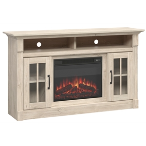 sauder engineered wood media fireplace in chalk oak finish