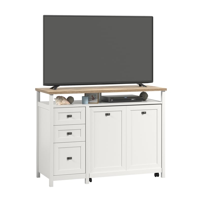 Sauder Cottage Road Engineered Wood Credenza Desk in White Finish