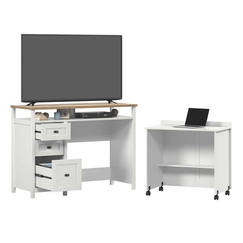 Sauder Cottage Road Engineered Wood Credenza Desk in White Finish