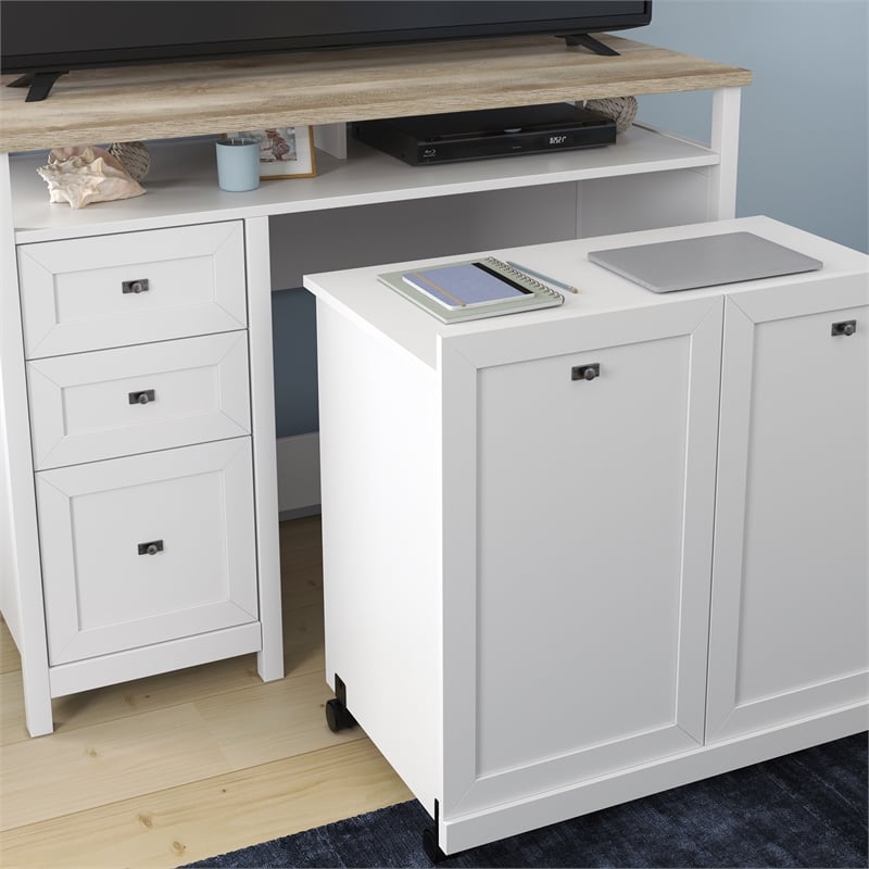 Sauder Cottage Road Engineered Wood Credenza Desk in White Finish