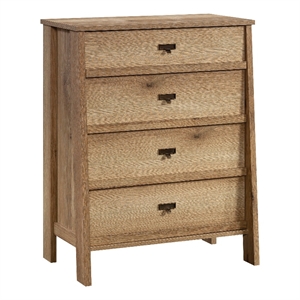 sauder trestle engineered wood 4-drawer chest in timber oak finish