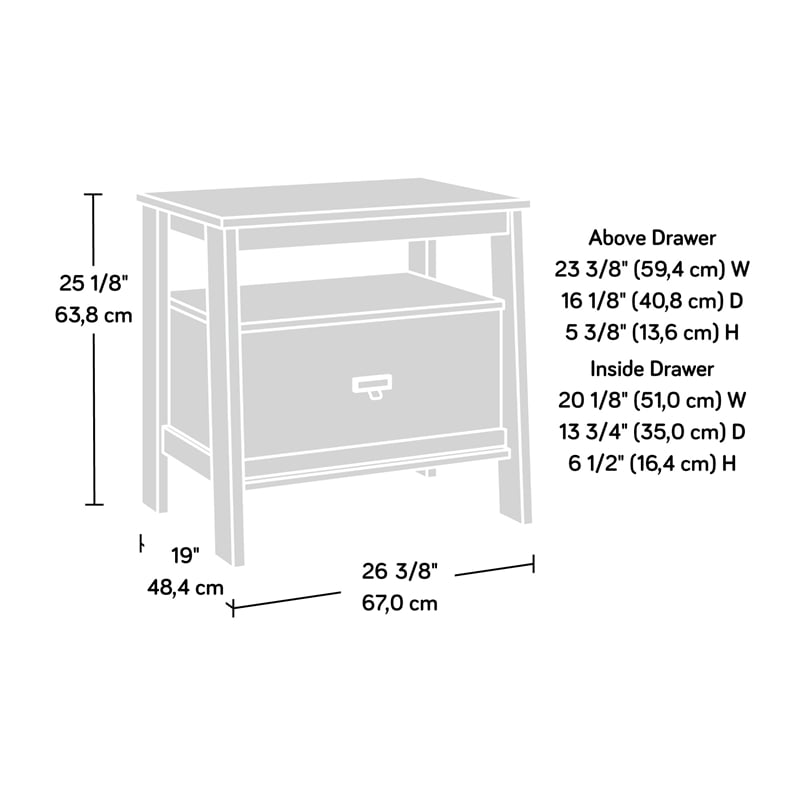 Sauder Trestle Engineered Wood Night Stand in Chalked Chestnut Finish Homesquare