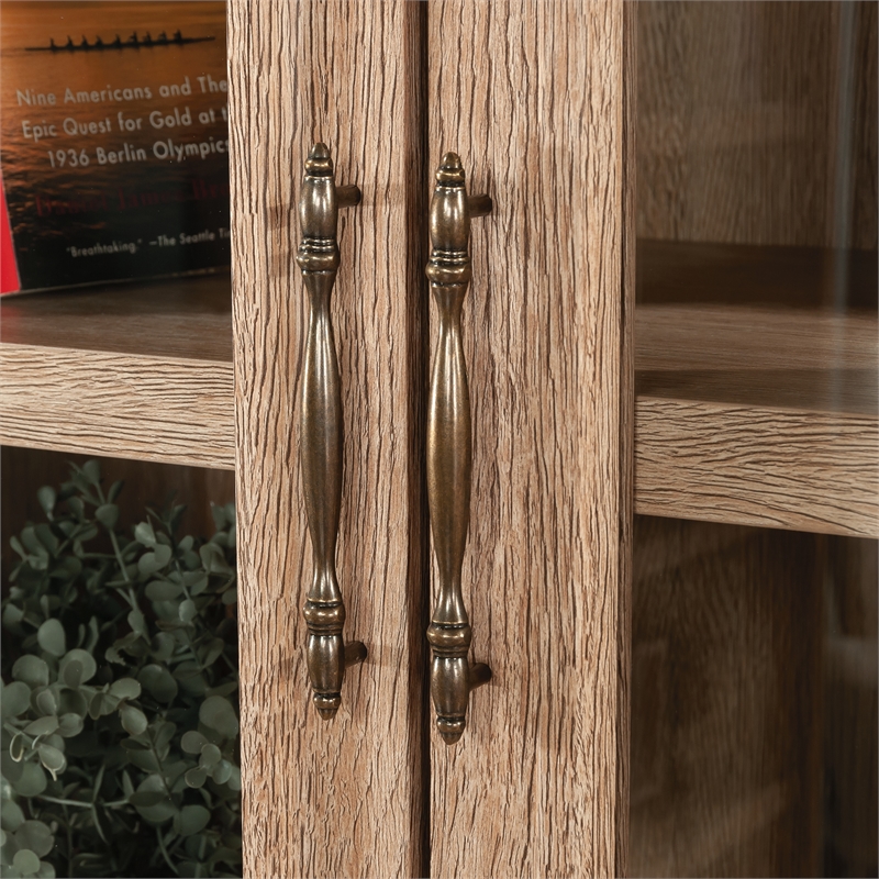 Sauder Rollingwood Engineered Wood Library Hutch in Brushed Oak Finish