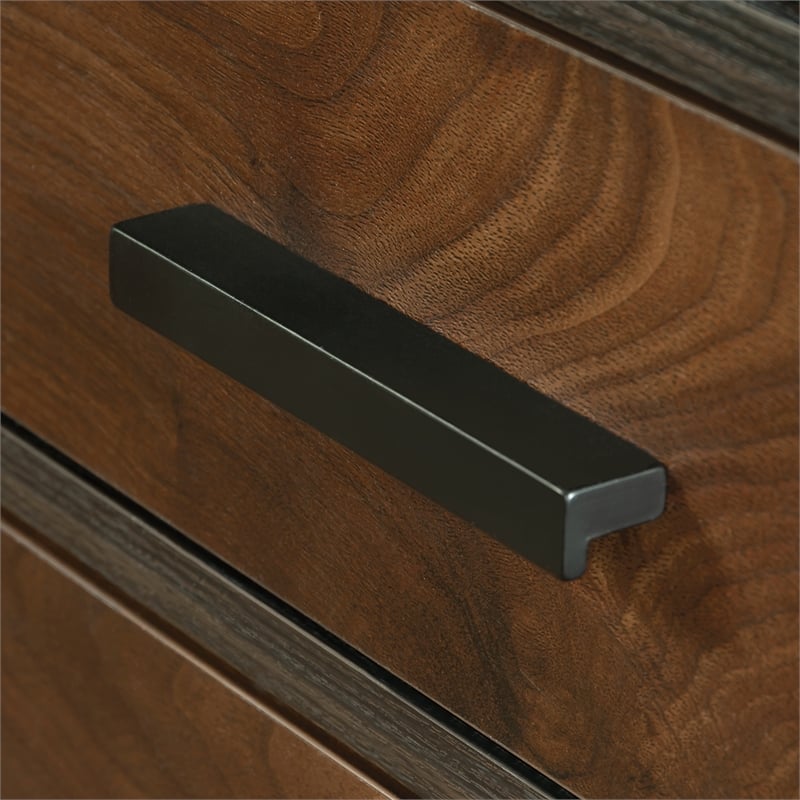 Sauder Canton Lane Engineered Wood and Metal L-Desk in Brew Oak
