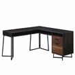 Sauder Canton Lane Engineered Wood and Metal L-Desk in Brew Oak