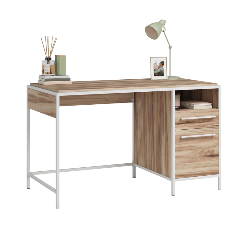 Sauder Nova Loft Engineered Wood/Metal Desk in Kiln Acacia/Brown