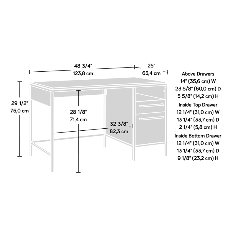 Sauder Nova Loft Engineered Wood/Metal Desk in Kiln Acacia/Brown
