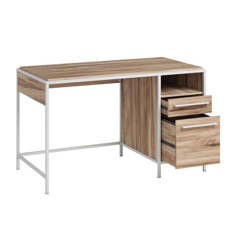 Sauder Nova Loft Engineered Wood/Metal Desk in Kiln Acacia/Brown