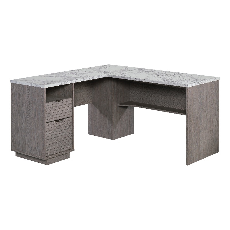 Sauder East Rock Engineered Wood L-Shaped Desk in Ashen Oak Finish