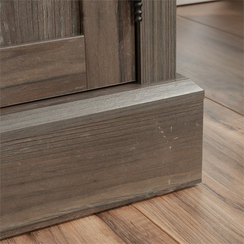 Sauder Aspen Post Engineered Wood Computer Desk in Pebble Pine/Brown
