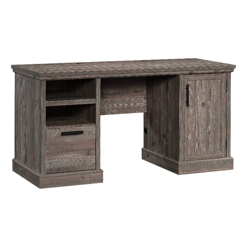 Sauder Aspen Post Engineered Wood Computer Desk in Pebble Pine/Brown