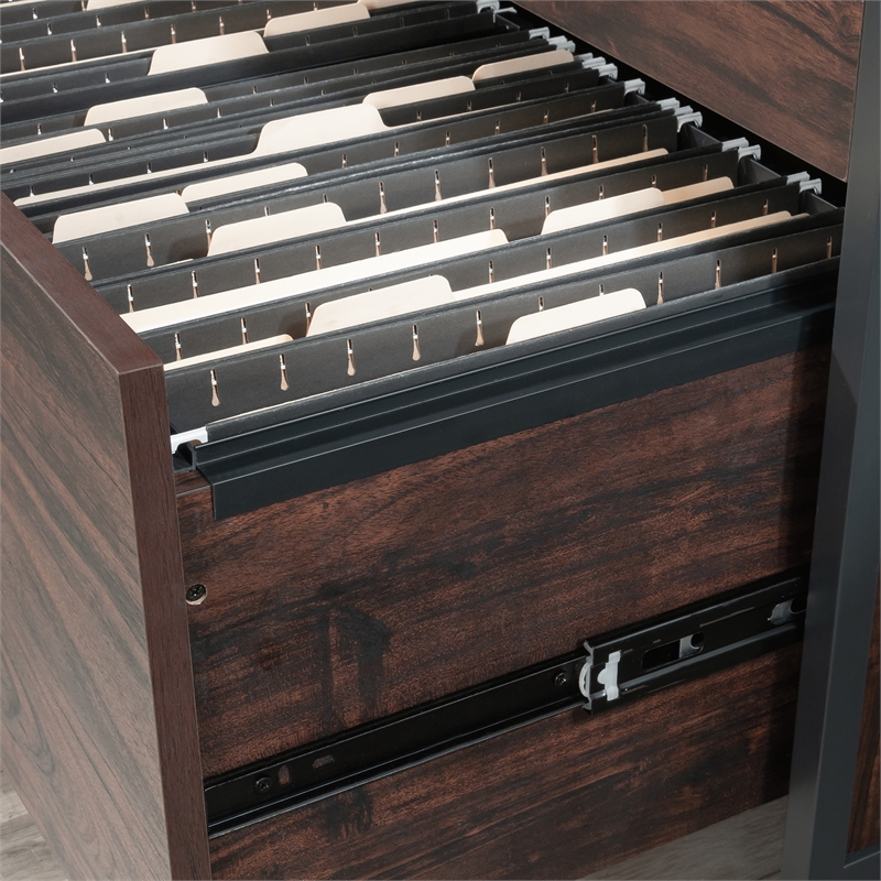 Sauder Market Commons Engineered Wood and Metal Lateral File in Rich Walnut