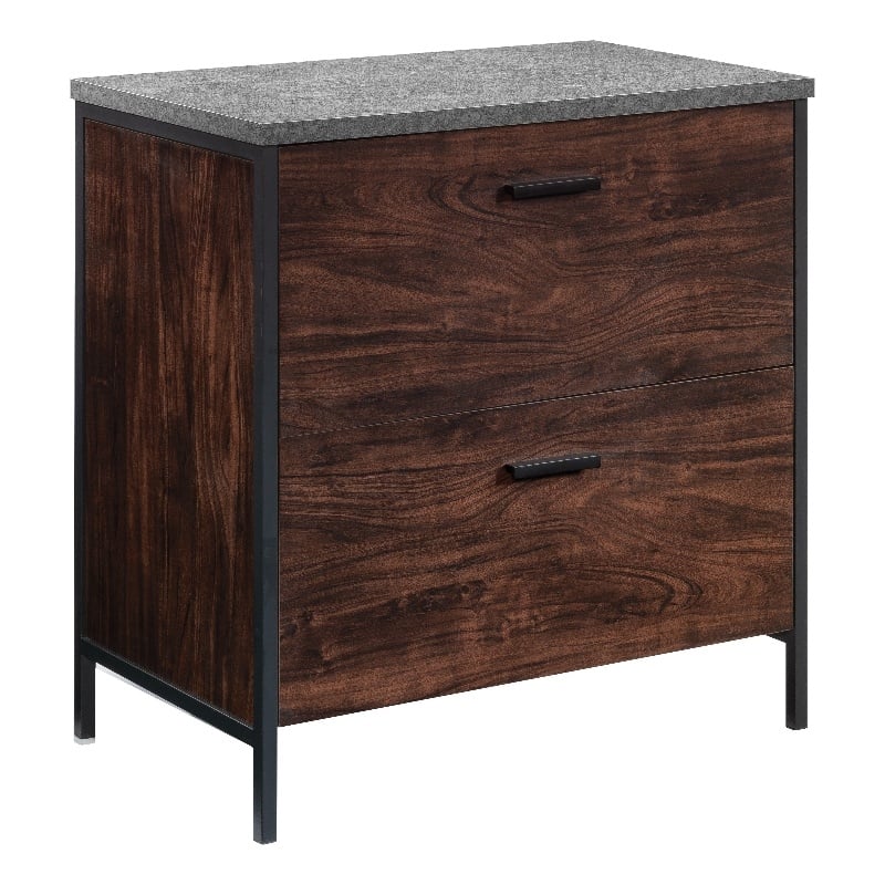 Sauder Market Commons Engineered Wood and Metal Lateral File in Rich Walnut