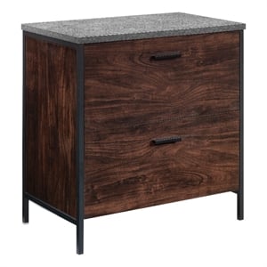 Sauder Market Commons Engineered Wood and Metal Lateral File in Rich Walnut