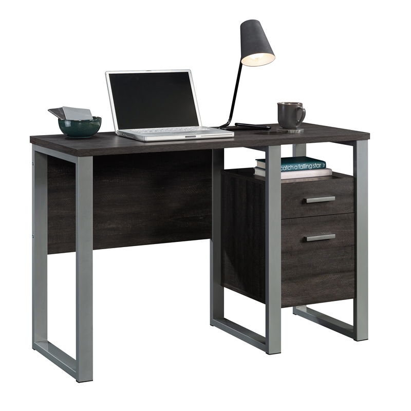 Sauder Rock Glen Engineered Wood and Metal Desk in Blade Walnut