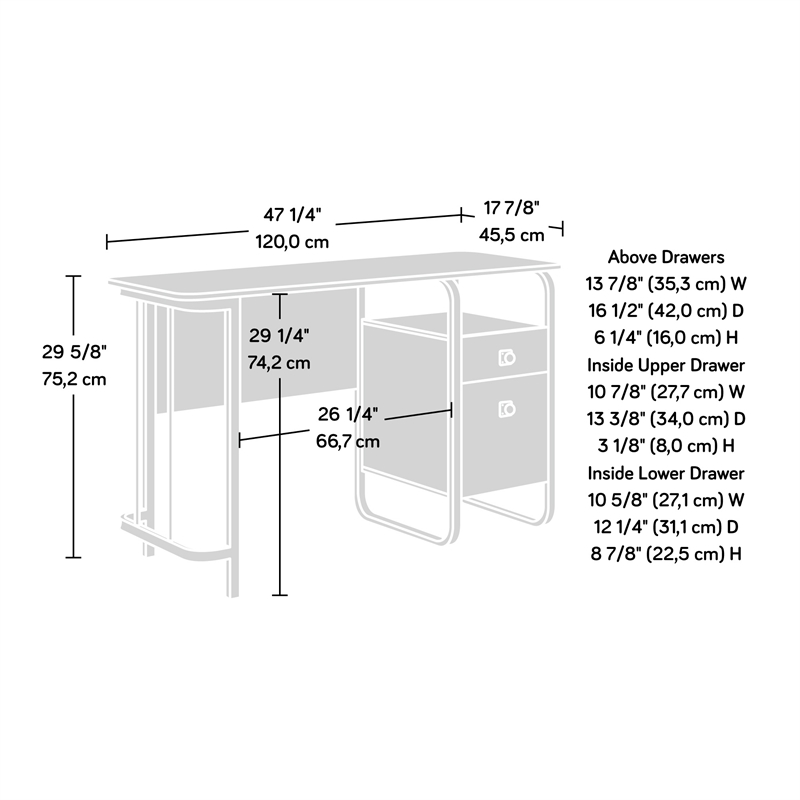 Sauder Station House Engineered Wood and Metal Desk in Etched Oak
