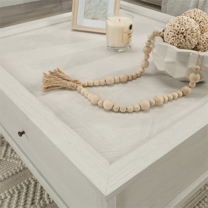Sauder Larkin Ledge Engineered Wood and Metal Coffee Table in Glacier Oak