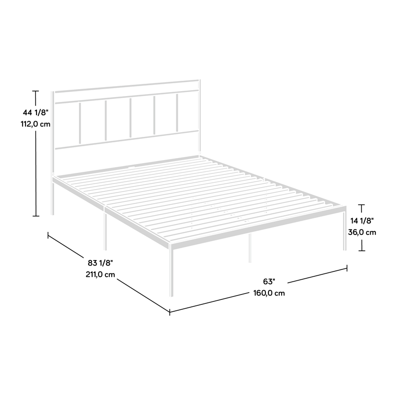 Sauder Cannery Bridge Metal Queen Platform Bed in Black Finish