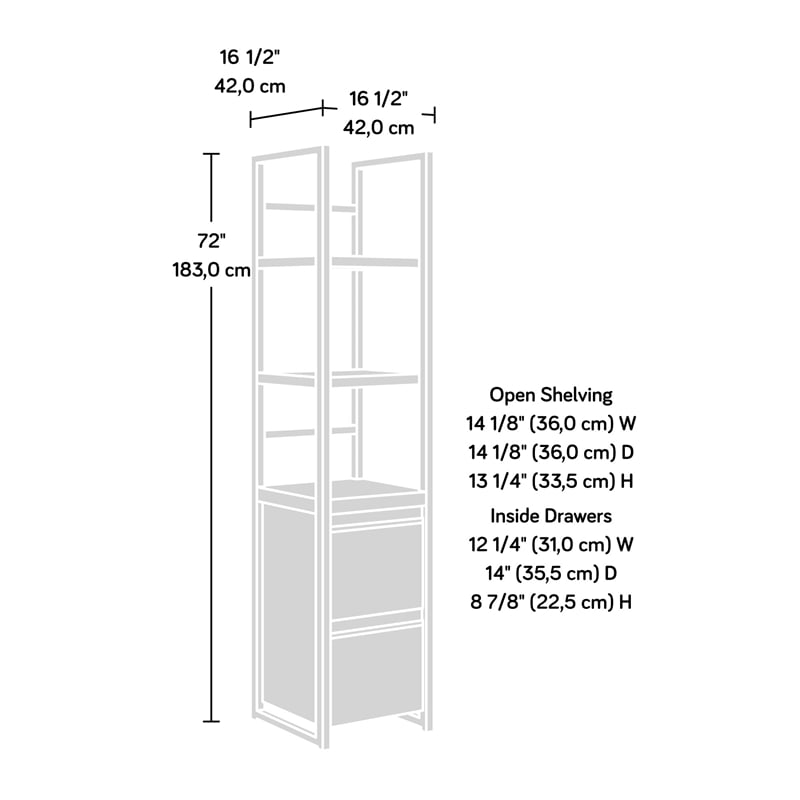 Sauder Manhattan Gate Engineered Wood Narrow Storage Tower in Mystic Oak