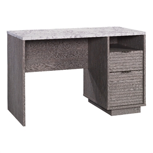 sauder east rock engineered wood single pedestal desk in ashen oak