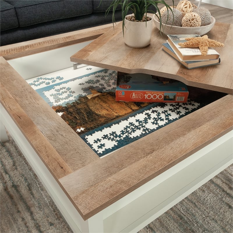 Sauder Cottage Road Engineered Wood Gaming Coffee Table in Soft White