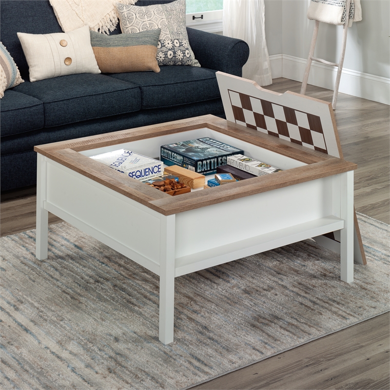 Sauder Cottage Road Engineered Wood Gaming Coffee Table in Soft White