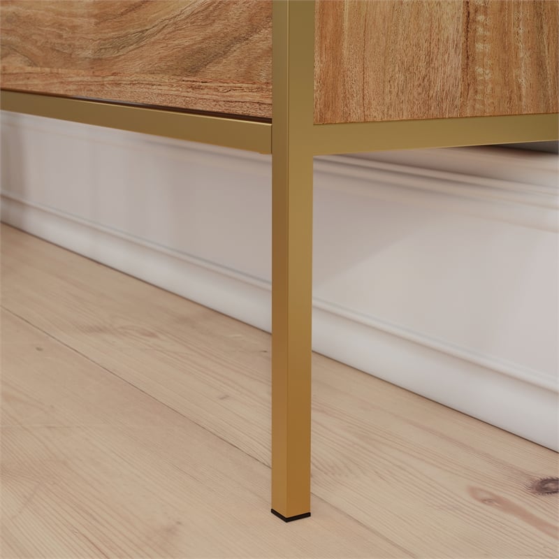 Sauder International Lux Engineered Wood Shoe Organizer/Mirror in Natural Finish