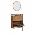 Sauder International Lux Engineered Wood Shoe Organizer/Mirror in Natural Finish