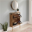 Sauder International Lux Engineered Wood Shoe Organizer/Mirror in Natural Finish
