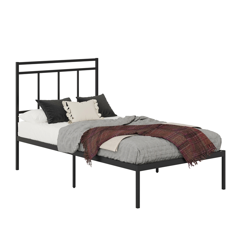 Sauder Cannery Bridge Metal Twin Platform Bed in Black Finish