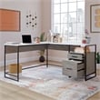 Sauder Tremont Row Engineered Wood/Metal L-Desk in Mystic Oak