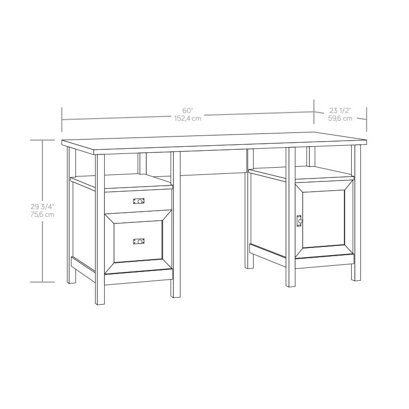 Sauder Cottage Road Engineered Wood Desk in White/Lintel Oak Finish