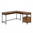Sauder Iron City Engineered Wood L-Desk in Checked Oak Finish
