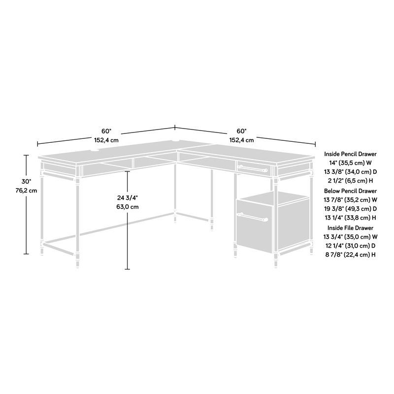 Sauder Iron City Engineered Wood L-Desk in Checked Oak Finish