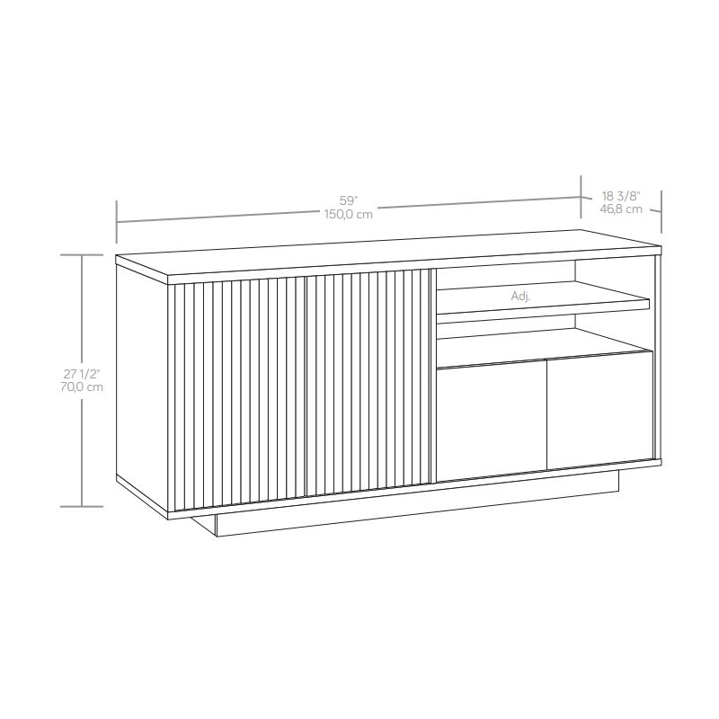 Sauder East Rock Engineered Wood Credenza in Ashen Oak Finish