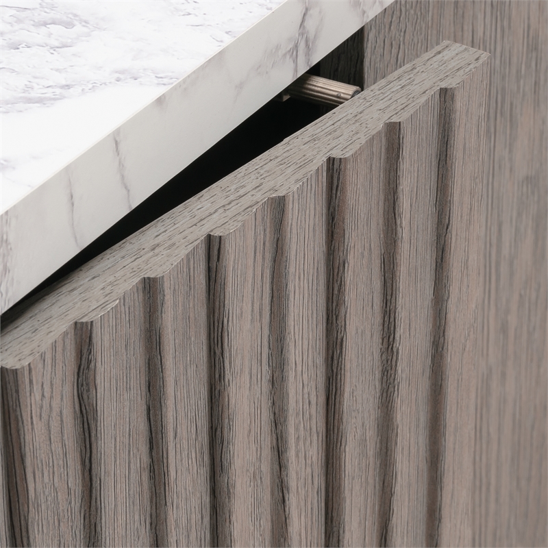 Sauder East Rock Engineered Wood Credenza in Ashen Oak Finish