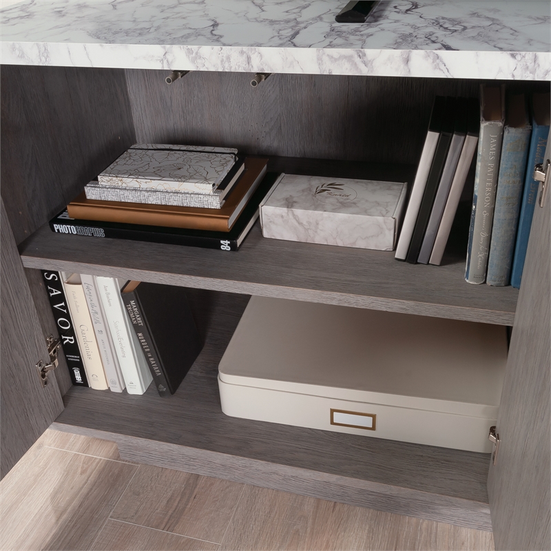 Sauder East Rock Engineered Wood Credenza in Ashen Oak Finish