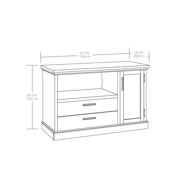 Sauder Aspen Post Engineered Wood Credenza in Pebble Pine/Brown