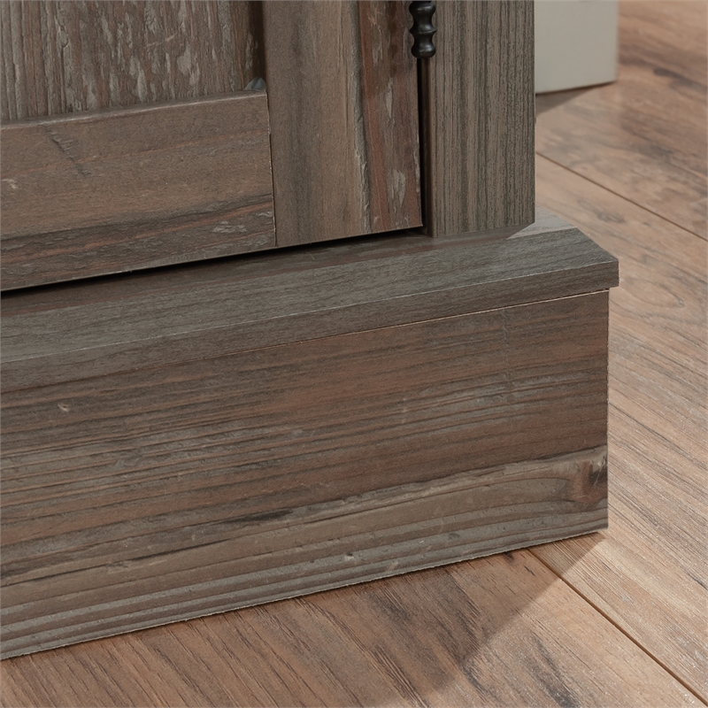 Sauder Aspen Post Engineered Wood Credenza in Pebble Pine/Brown