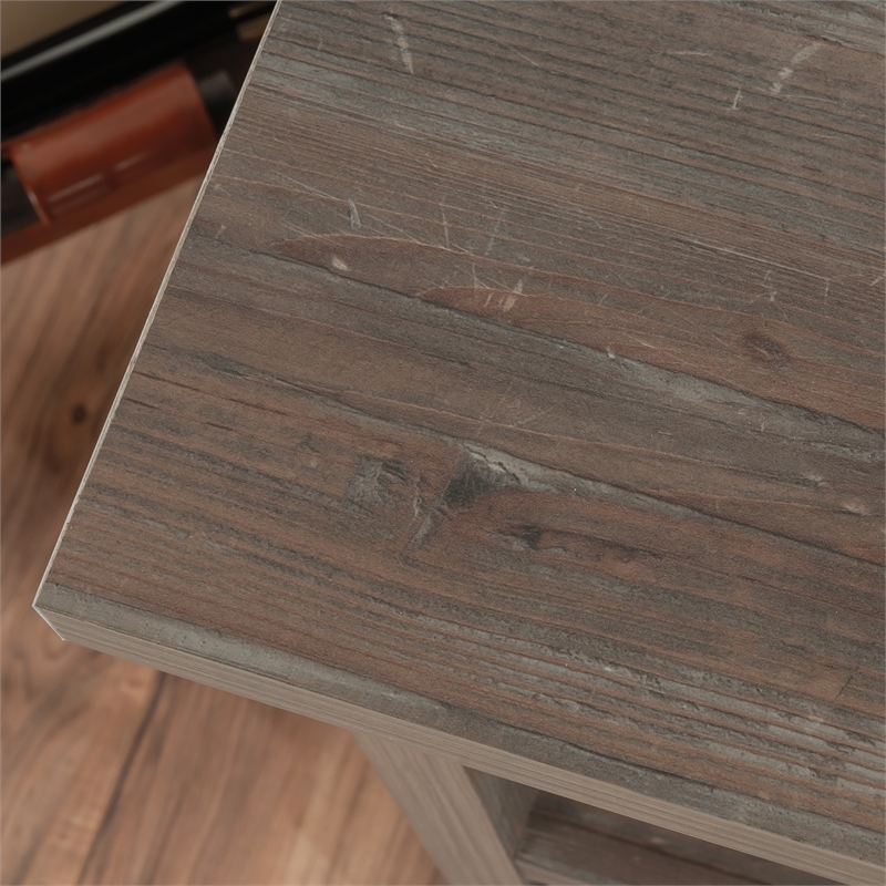 Sauder Aspen Post Engineered Wood Credenza in Pebble Pine/Brown