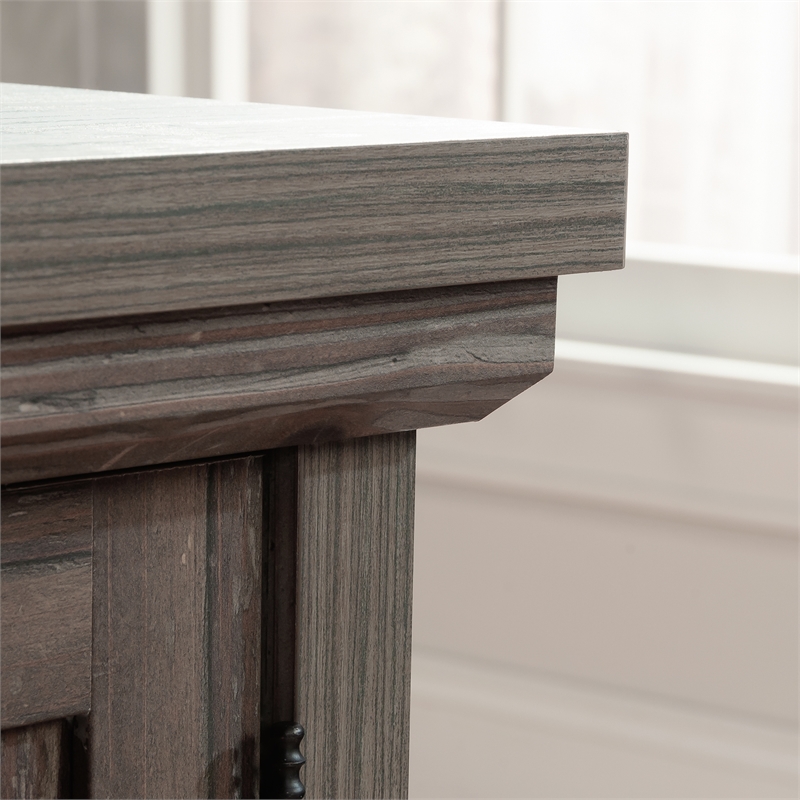 Sauder Aspen Post Engineered Wood Credenza in Pebble Pine/Brown