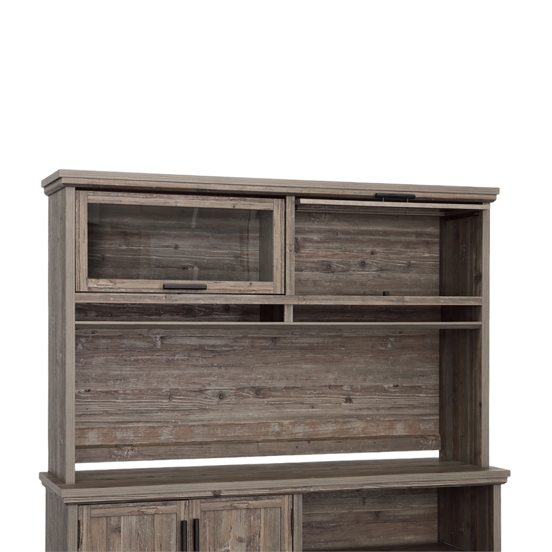 Sauder Aspen Post Engineered Wood Hutch in Pebble Pine/Brown