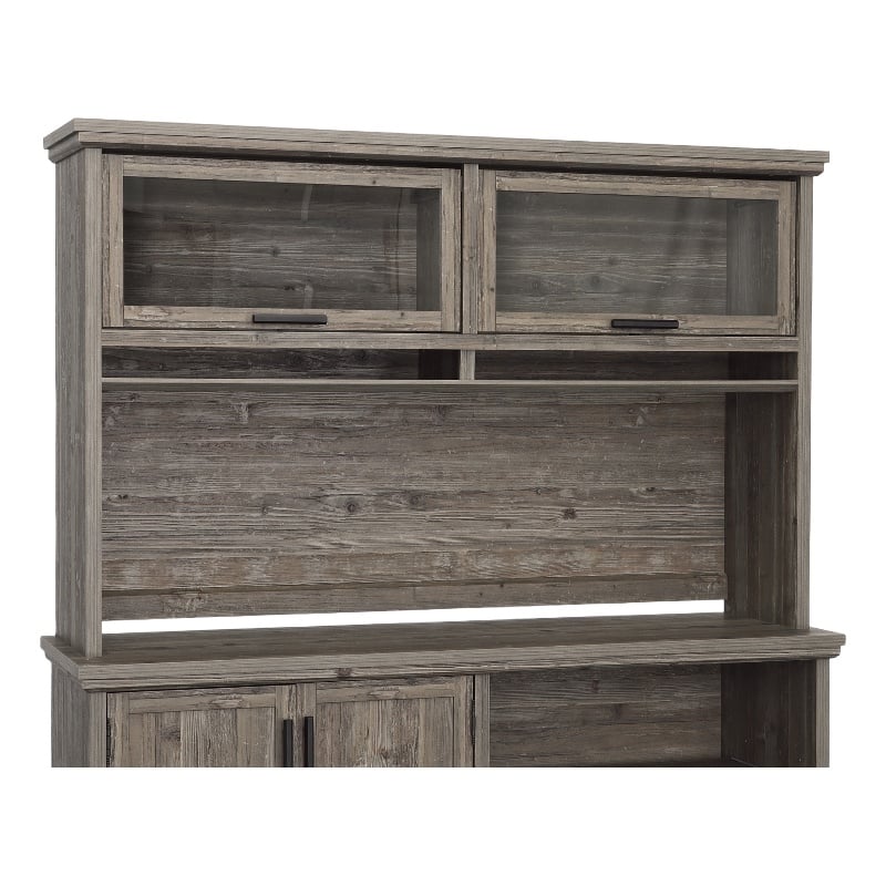 Sauder Aspen Post Engineered Wood Hutch in Pebble Pine/Brown