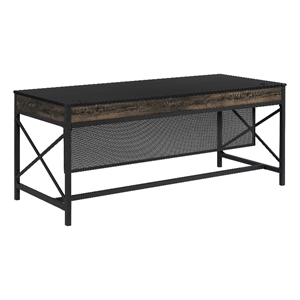 Sauder Foundry Road Engineered Wood/Metal 72x30 Table Desk in Carbon Oak