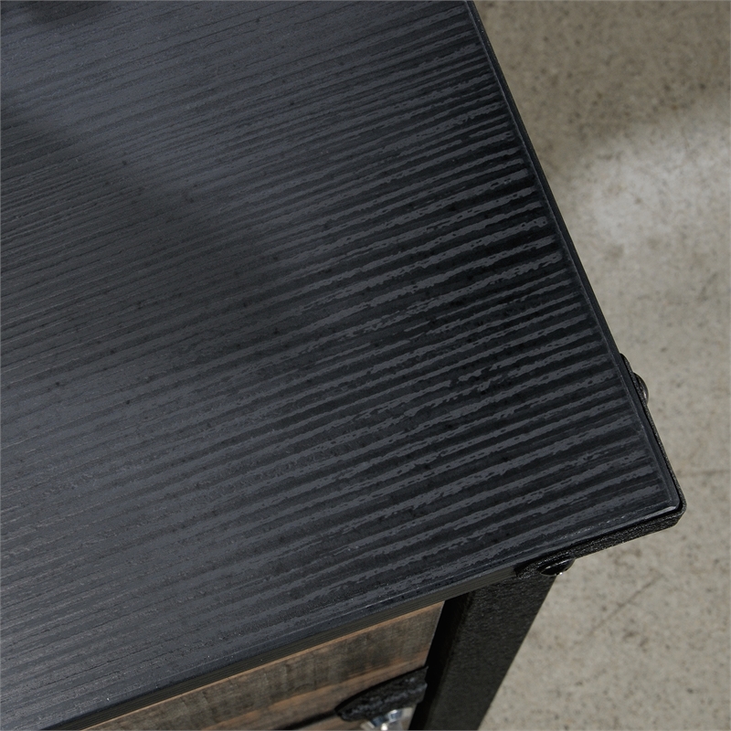 Sauder Foundry Road Engineered Wood/Metal Lateral File in Carbon Oak