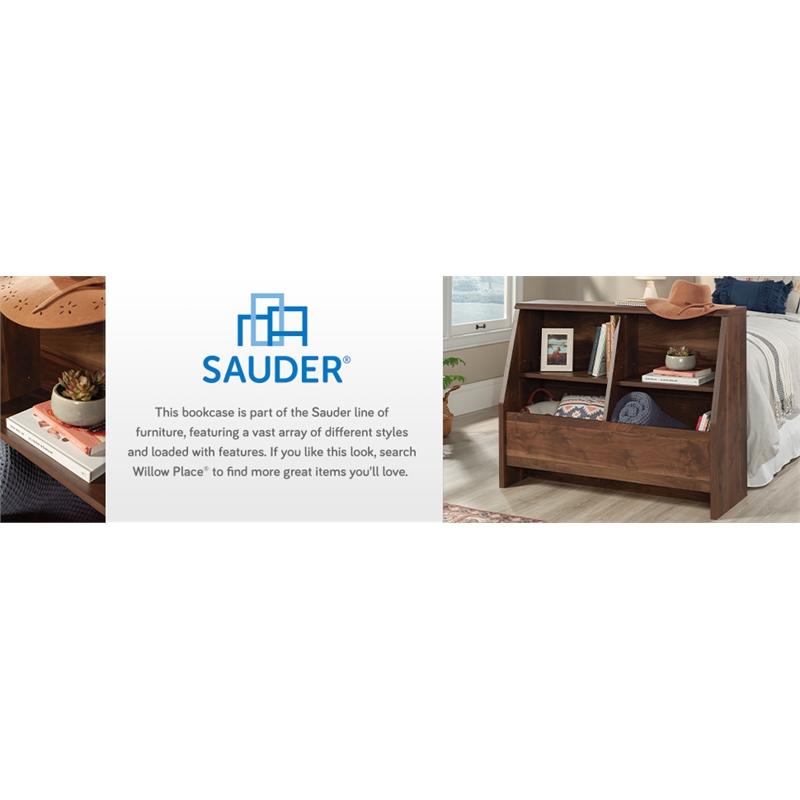 Sauder Willow Place Engineered Wood Footboard/Bookcase in Grand Walnut