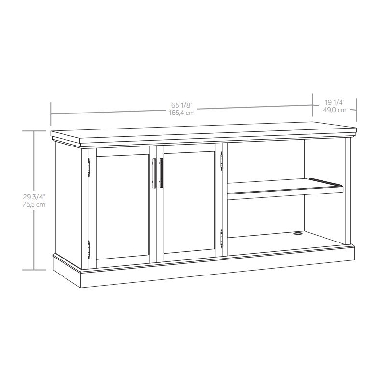 Sauder Aspen Post Engineered Wood Credenza in Pebble Pine/Brown Finish
