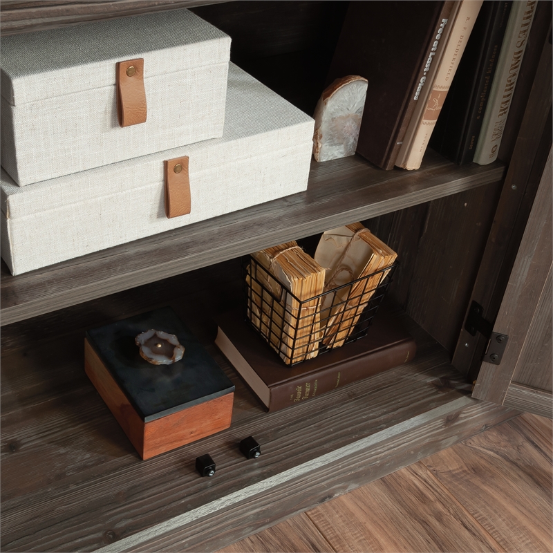 Sauder Aspen Post Engineered Wood Credenza in Pebble Pine/Brown Finish